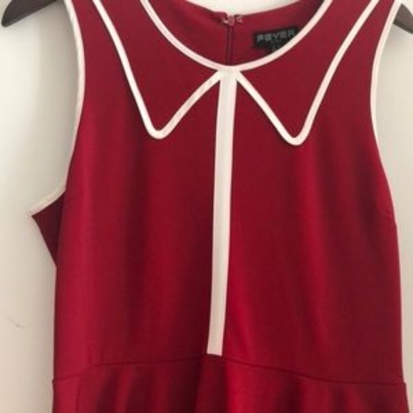 Red A-Line Fever London Dress with White Piping - Picture 2 of 4